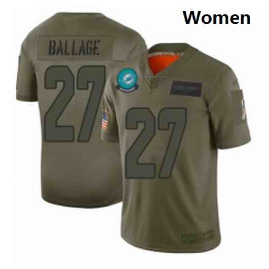 Womens Miami Dolphins 27 Kalen Ballage Limited Camo 2019 Salute to Service Football Jersey